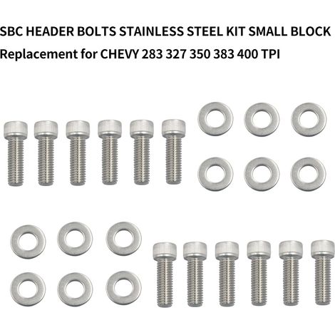 KIT de boulons à tête SBC en acier inoxydable, petit bloc de remplacement pour CHEVY 283 327 350 383 400 TPI (1/5)