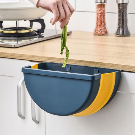 Hervorragender, hängender und faltbarer Mülleimer für Küche und Haushalt, Marineblau (1/5)
