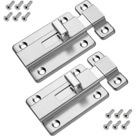Door Lock, 2 Pieces, Stainless Steel Sliding Door Lock, Surface Mount (1/5)