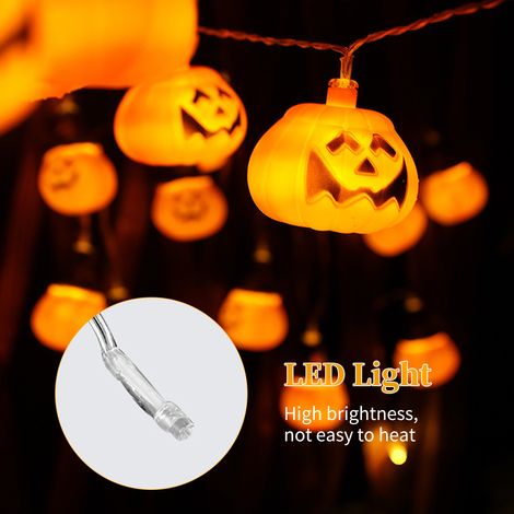 Halloween-Kürbis-Lichterkette, 3 m, 20 LEDs, wasserdicht, batteriebetrieben, 2 Beleuchtungsmodi (1/2)