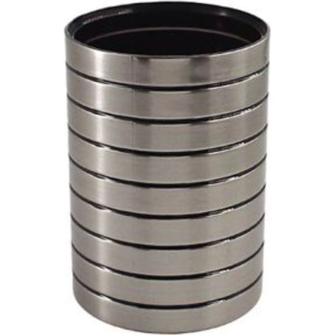 Bicchiere porta spazzolini accessori bagni argento a righe stile moderno portaspazzolini da denti arredo bagno (1/2)