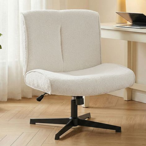 Drehbarer Akzentstuhl, Samtgepolsterter Lounge-Sessel mit Höhenverstellung für Wohnzimmer, Büro, Cremeweiß (1/5)