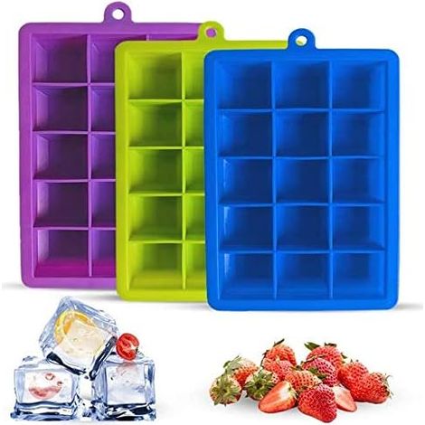 2 Pack Silicone Ice Cube Trays for Baby Food, Water, Whiskey or Cocktail, Flexible Twist and Pop for Easy Release - Random Color (1/5)
