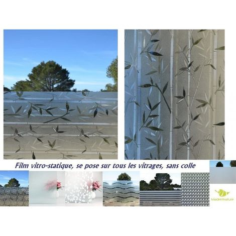 Film vitre et fenêtre sans Colle, électrostatique, repositionnable, Grands Choix de Tailles et de modèles, protection vis à vis - 100 cm - 90 cm - Bamboo.