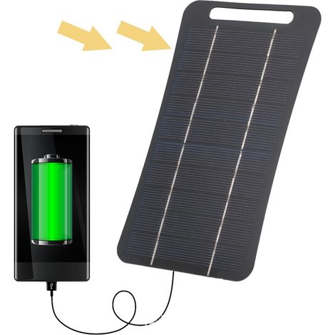Panneau Solaire Portable 5V 5W avec Poignée USB pour Charge d'Urgence - Noir AUTRES (1/5)