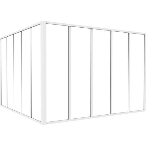 Vetrata angolare L150 x L150 x H105 in Alluminio termolaccato Stile atelier Bianco - BAYVIEW