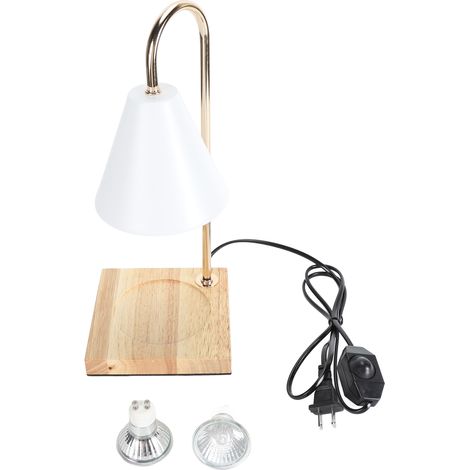 Ortviai Lampe chauffe-cire réglable avec socle en chêne – design élégant, blanc, 110 V (1/5)