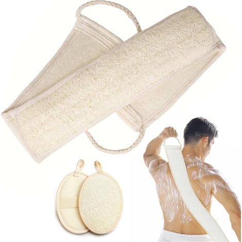 3 Pièces Sangle de Bain en Luffa, Serviette de Bain à Bande Arrière Loofah, Éponge naturelle Loofah Exfoliating Body Scrub (1/5)