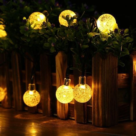 m lange Solar-Lichterkette mit 20 warmweißen 2,4 cm LED-Blasenbirnen, 8 Beleuchtungsmodi, wasserdichte Außendekoration für Garten, Terrasse, Weihnachten und Partys-x