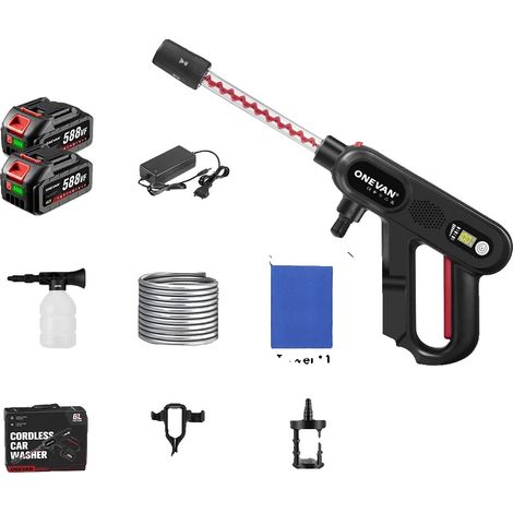 Pistolet de Nettoyage Haute Pression, 220Bar de Pression, 2 Batteries Incluses (1/2)