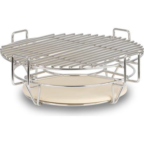 Bbq-Toro – Système de cuisson pour Kamado Ø 39 cm – Fumoir en acier inoxydable avec 3 niveaux – Grille de barbecue et pierre à pizza incluses (1/5)
