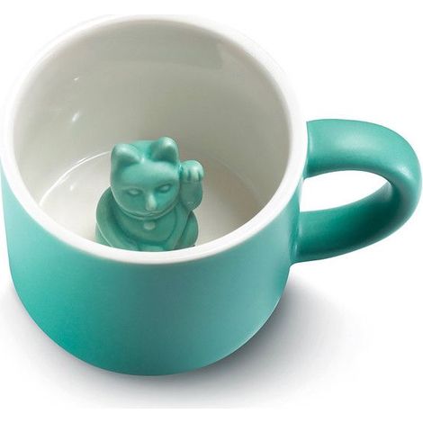 Taza - BURRO - Maneki Neko - Porcelana - Azul - Compatible con lavavajillas