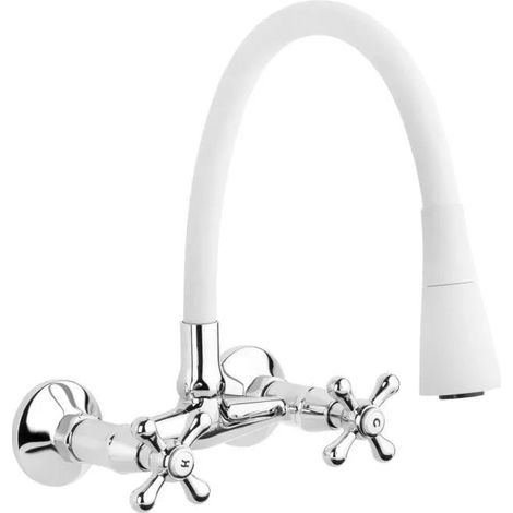 Invena ROMA miscelatore muro cromo e bianco elegante