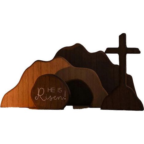Osterszene und -dekoration mit Darstellung des leeren Grabes und der Geburt Jesu