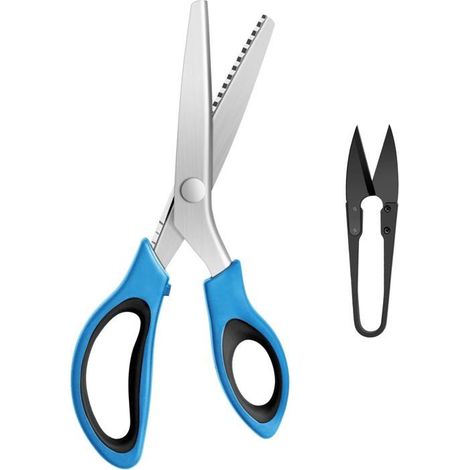 Ciseaux cranteurs zigzag 24 cm, acier inoxydable, lames de précision, coupe de tissus, coton, denim, poignée ergonomique (1/5)
