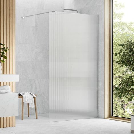 Signature Icon Fluted Chrome Wet Room Screen 1000mm Wide - 8mm Glass (1/5)