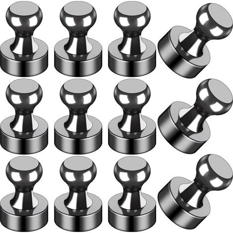 Lot de 12 aimants noirs pour réfrigérateur, petits et puissants, pour tableau blanc, bureau, salle de classe, carte, cuisine (1/5)
