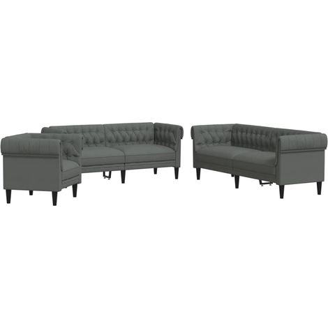 Ensemble de Canapé  Sofas 3 pcs gris foncé tissu (1/5)