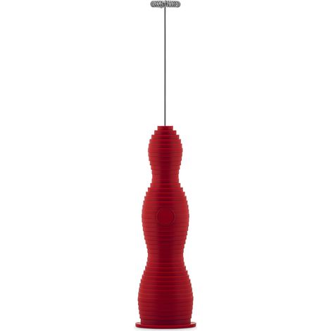 Alessi Pulcina MDL11 R Frullino Montalatte di Design, in Resina Termoplastica, Frusta in Acciaio e Batteria Ricaricabile, Rosso (1/2)