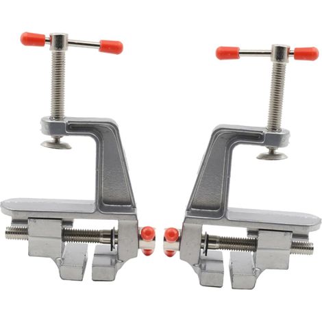 Étaux D’Établi Mini Plats en Alliage D’Aluminium Lot de 2 Argenté Vis en Acier, Format Compact et Rigide pour Métaux Légers et Plastique, Électronique, Bijouterie, Bricolage de Précision (1/5)