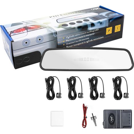 Specchietto Retrovisore Auto Sensori Parcheggio Ultrasuoni LED PNI Escort P03B