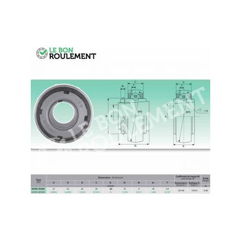 Roulement de palier UK305+H2305