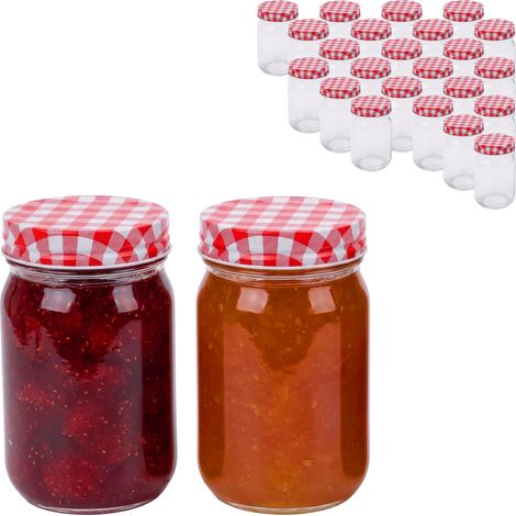 Relaxdays preserving jars, 25-pack, 400 ml, twist-off lids, large jam jars, clear