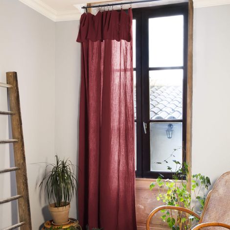 Rideau gaze de coton ajustable 140x300 cm bordeaux (1/5)