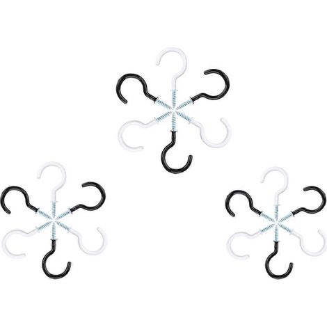 Lot de 18 crochets à visser noirs et blancs (21,5 x 10,5 mm) - Crochets robustes pour tasses - Vis à revêtement plastique pour suspendre une tasse sous un placard - Petit crochet mural (1/5)