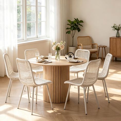 Tavolo da pranzo rotondo in legno marrone chiaro Ø 120 cm per 4-6 persone (1/5)