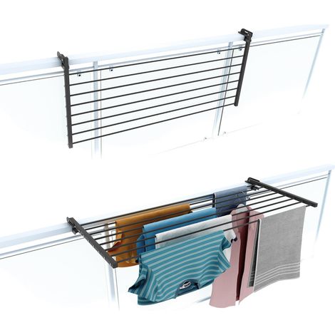 étendoir à Linge Balcon et Garde Corps, Pliable, 118 cm (1/5)