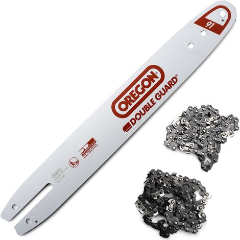 Jardiaffaires – Guide Oregon 35cm 140SDEA074 – Lot de 2 chaines 91P050E – Pas 3/8LP, Jauge 1,3mm, 50 maillons – Pour bois dur et teck