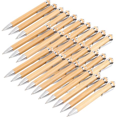 Set di 30 penne a sfera retrattili in legno resistente ed ecologico, ideali per scrivere, tenere un diario, per la scuola, l'ufficio e come regalo di laurea.