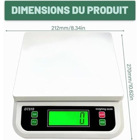 Balance de cuisine numérique 30 kg/1 g - Balance alimentaire avec écran LCD - Balance numérique avec 6 unités g/kg/lb/oz/tl/ct - Balance de précision avec fonction tare - Balance alimentaire pour (1/4)