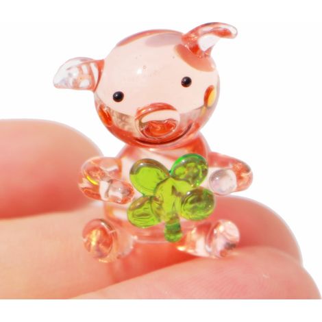 Figurine miniature en verre soufflé à la main en forme de cochon en cristal Décoration d'intérieur Figurines de collection 3D pour homme et femme Trèfle porte-bonheur (1/5)