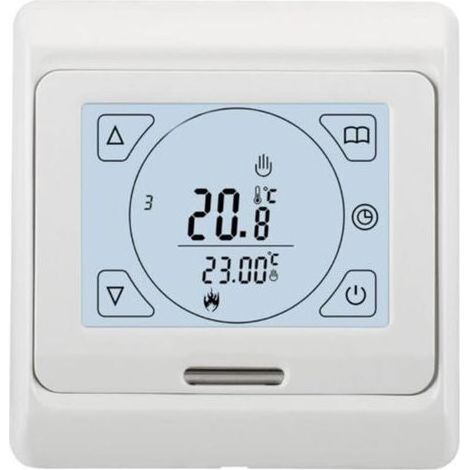 Thermostat Chauffage Sol - Programmable Hebdomadaire - Écran Tactile LCD - AC230V 3A - Plage 5-90°C - Précision 0,1°C - Compatible Cassettes Type 86 - 1 Pièce (1/5)