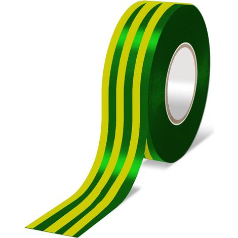 Cinta aislante de PVC DEDRA de 19 mm x 10 m - Amarillo-Verde