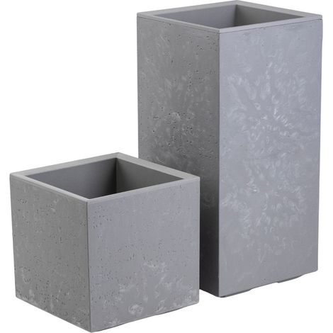 Set di fioriere Betonique su ruote, palo in cemento grigio, 2 pezzi.