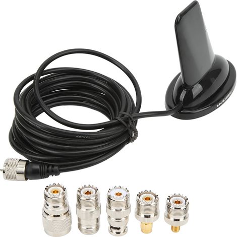 Antenne aileron de requin pour radio mobile avec 5 adaptateurs, câble de 5 m, double bande 136-174 MHz et 400-470 MHz pour talkie-walkie (1/5)