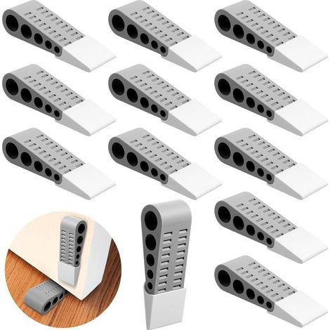 12 cuñas para puertas, aptas para diversos tipos de suelo, cuñas apilables de alta resistencia, cuñas de goma antideslizantes que no dañan el suelo. (1/5)