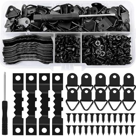 Juego de 251 ganchos para marcos de fotos, de color negro, tornillos incluidos, aptos para el hogar y la oficina. (1/3)