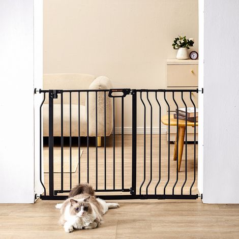75-123 cm Barrière de sécurité extensible, barrière d'escalier pour enfants et chiens, sans perçage, fermeture automatique (1/5)