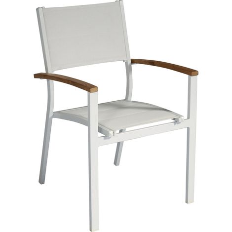 Sedia Impilabile da Giardino 57x58x88 cm in Alluminio e Textilene Tenerife Bianco (1/5)