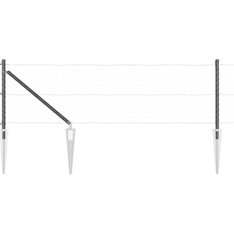 Grillage rouleau,Poteaux de clôture 13 pcs Gris Ø32mm 100 cm Acier galvanisé (1/5)