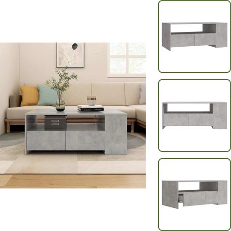 Couchtisch Betongrau 102x55x42 cm Holzwerkstoff - Couchtisch - Wohnzimmertisch - Holzt Tisch - Behandeltes Holz - Grau (1/5)