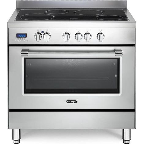 De Longhi PRO 96 MX IN ED Linea Professional Cucina a Gas Libera Installazione Forno Elettrico 4 Fuochi Classe energetica A Programmatore Elettronico 9 Funzioni 90 cm Acciaio Inox