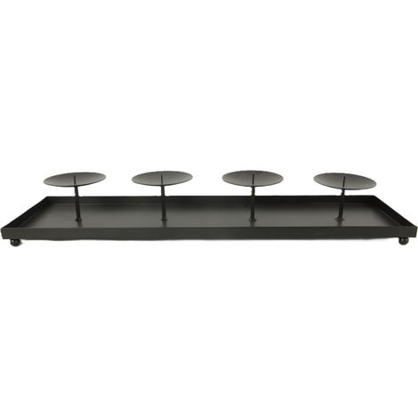 TrendLine Deko Kerzenhalter für 4 Kerzen Metall 55 x 15 x 7 cm schwarz