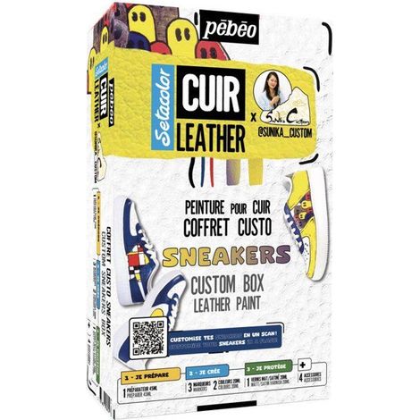 Coffret de customisation - PEBEO - Setacolor cuir - Pour sneakers - Couleurs tendances - Inclus accessoires (1/3)