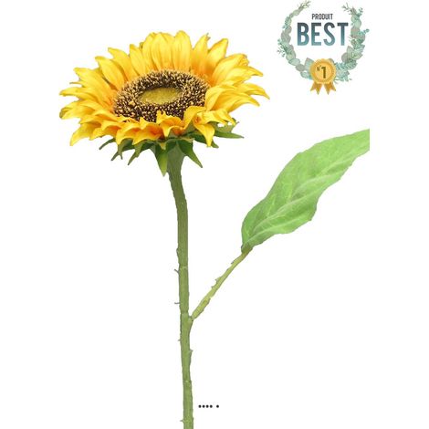 Tournesol artificiel en branche, H 42 cm - BEST (1/4)