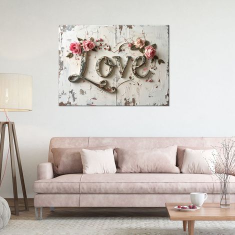 Wandbild Love Schild Retro Stil 90x60 (1/4)